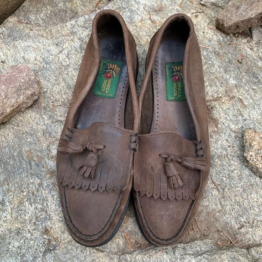 Men’s Size 9 Chocolate Brown Thick Soft Leather Tassel Loafers Comfort Easy Wear